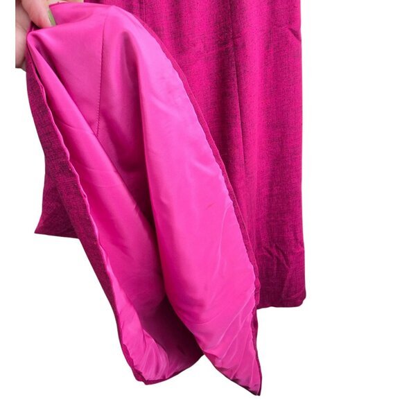 Vintage Fuchsia A-Line Midi Skirt 1940s Raw Silk With Lining Handmade Flair HS14 - Picture 6 of 6